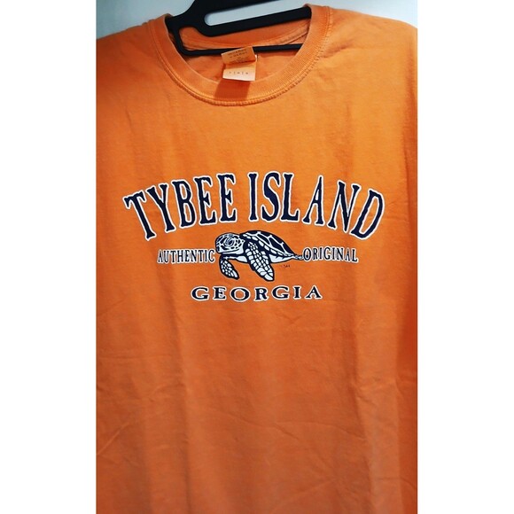 TYBEE ISLAND GEORGIA Original Orange Dyed T-Shirt Turtle Cotton Men's Large EUC - Picture 3 of 5